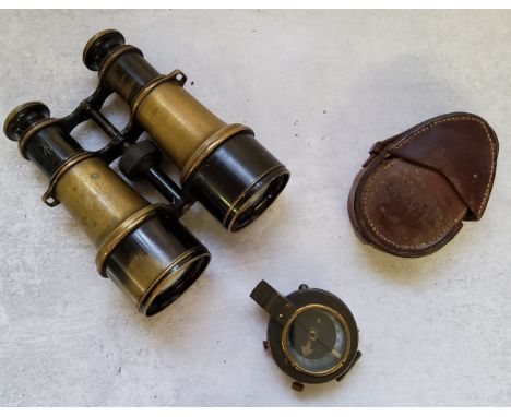 WW1 Verner's Pattern MK VIII prismatic marching compass by F. Darton &amp; Co. with leather case bothe marked with the broad 