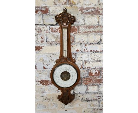 A Victorian mahogany 'Cutts, Sutton and Sons' (Sheffield and London) wall hanging combination banjo barometer and thermometer
