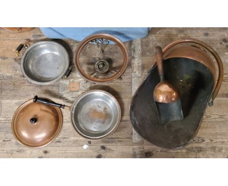 Kitchenalia metalware - A late Victorian Stamping and Spinning Company,&nbsp; Birmingham, UK copper and brass fondue/ chafing