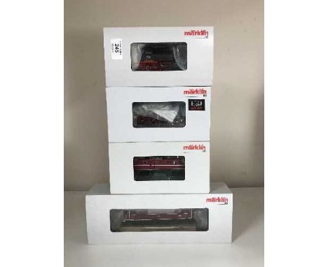 Four Marklin assorted passenger car sets 37043, 36080, 36741 and 39192 - H O Scale, all parts boxed. 