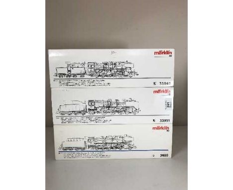 Three Marklin assorted passenger car sets 33951, 34880 and 33840 - H O Scale, all parts boxed. 