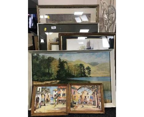 A quantity of pictures and prints - Graham Bennett print, oil on canvas by John Henderson etc 