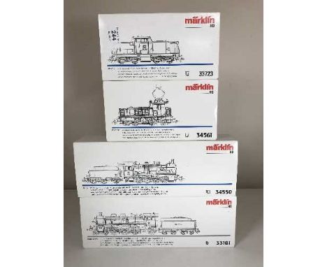 Four Marklin assorted passenger car sets 33723, 34561, 34550 and 33181 - H O Scale, all parts boxed. 