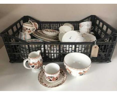 Four boxes of late Victorian and 20th century china - teapots, tea china, Worcester Litchefield china, comport etc 