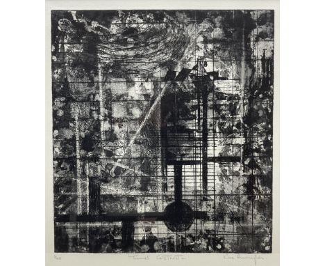 Kane Cunningham (British 1961-): 'Tunnel Construction', etching with aquatint signed titled and numbered 1/60 in pencil 33cm 