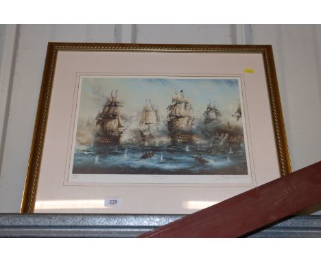 David Cartwright, pencil signed limited edition print "Battle of Trafalgar" 754/850