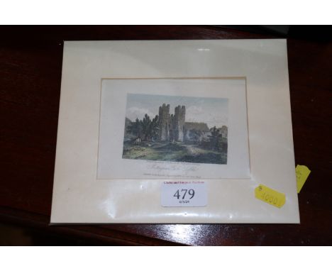 A 19th Century coloured print, Mettingham Castle Suffolk