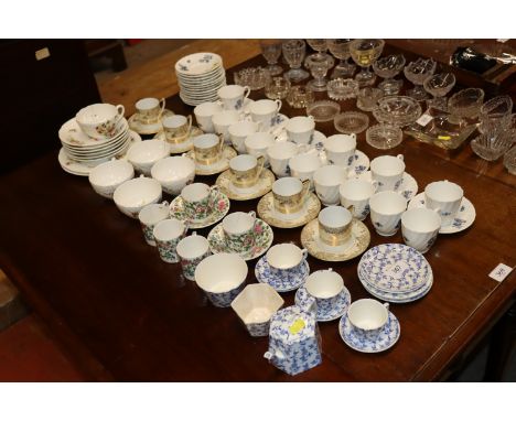 A quantity of tea and coffeeware to include Royal Worcester "Blue Sprays", Crown Staffordshire and Coalport 