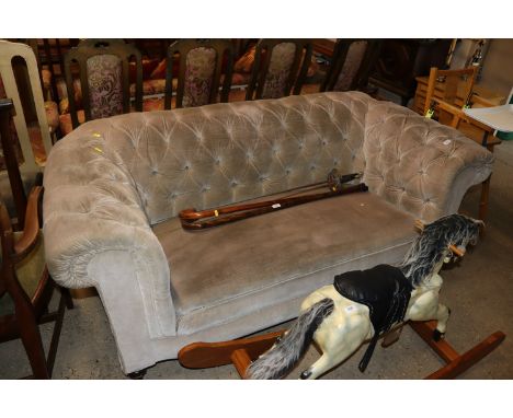 A Velour Chesterfield sofa 