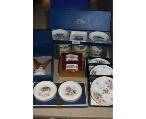 A collection of collectable trinket and pin dishes, ramekins,napkin rings and more including Minton,Royal Worcester,and crown