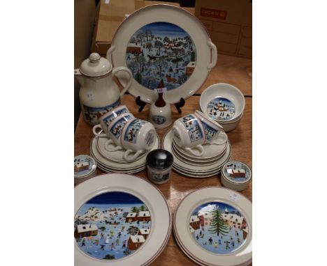 A collection of Villeroy and Boch table ware including plates,cups and saucers and more, all having winter themes,around twen