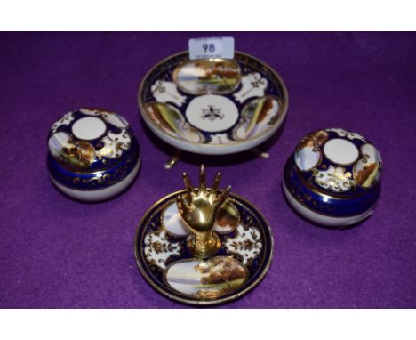 A collection of Noritake including two lidded pots, a ring tree and footed trinket dish.