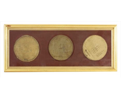 Three wax manuscript seals, 18th century, the seal of Grenada, 'Hi Tibu Erunt Artis' ('These will be your arts') with sugar m
