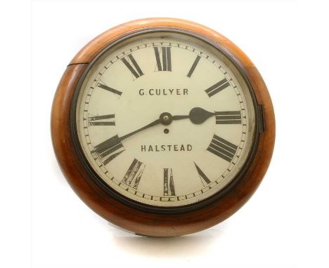 A 'George Culyer of Halstead' mahogany wall clock , with single fusee movement, diall 38cm diameter