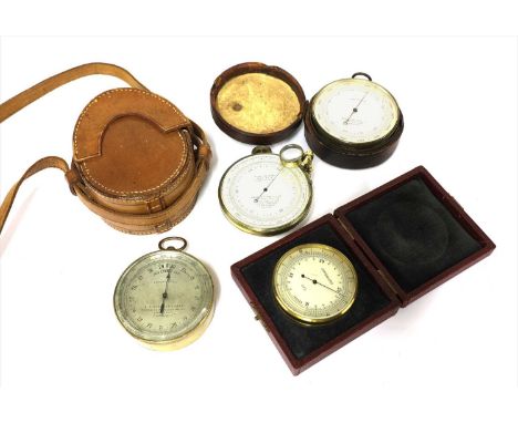 Four aneroid barometers, the first GPO. No. 1A AJC 61/1, leather box, the second by C G Spencer &amp; Sons, Aeronauts &amp; B