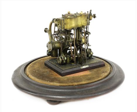 A model of a vertical cylinder marine compound engine , 20th century, with a tubed condenser, air, water and condenser pump, 