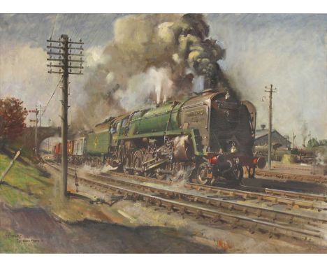 *Terence Cuneo (1907-1996 ) 'EVENING STAR AT FULL STEAM' Signed and dated October 1963 l.l., oil on canvas 76 x 102cm Exhibit