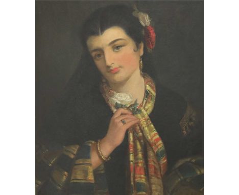 Robert Kemm (1837-1895) PORTRAIT OF A SPANISH LADY Oil on canvas 61 x 51cm