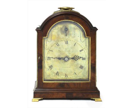 A George III mahogany eight-day bracket clock, by Joseph Quartermaine, Aylesbury (1781-1804), with bell strike movement, engr
