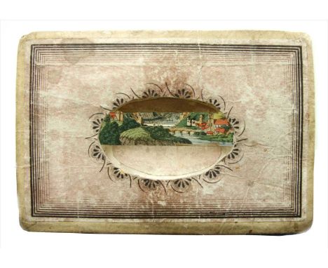 Panorama Perspective Diorama "Rhine", c. 1830. One panorama spyhole, 8 sections, size 4 ¾ x 6 ½ in., length approx. 28 ¾ in. 