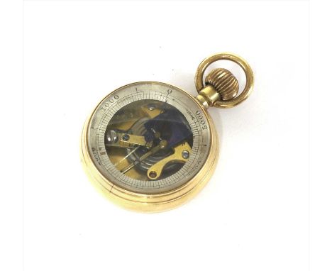 A small 18ct gold cased altimeter , with open dial and stem wind altitude scale