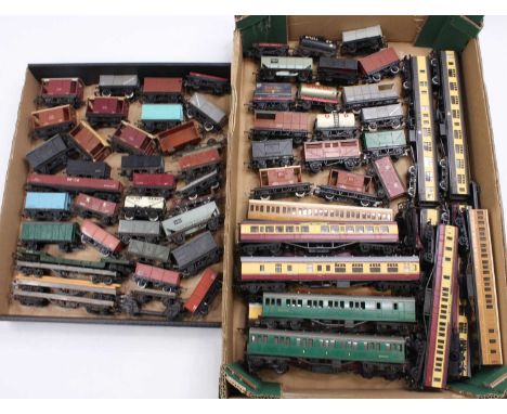 Two trays containing a good selection of various 00 gauge railways to include Triang, Hornby, Mainline Lima, and others, mixe