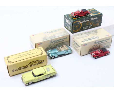 A collection of Lansdowne and Brooklin Models white metal 1/43 scale vehicles to include an LDM 25 1954 Singer SM Roadster, a