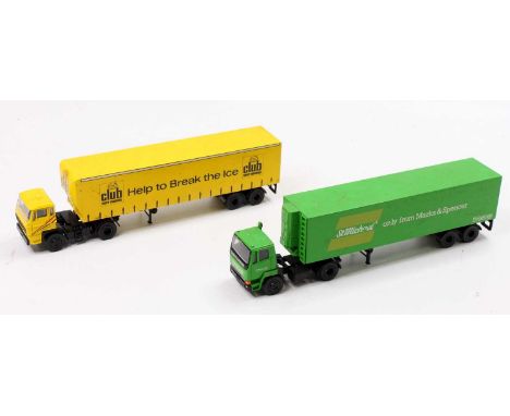 ASAM Alan Smith Auto Models 1/48th scale resin and white metal kit built tractor unit and trailer group, 2 examples to includ