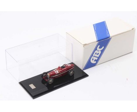 An ABC Modello 1/43 scale resin factory hand built model of a Ruby 01 Bugatti T59 race car, housed in the original box
