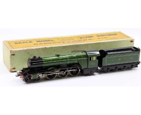 Bassett-Lowke 5304/0 Flying Scotsman No.103 on cab-sides, 0-gauge loco &amp; tender 12v DC centre rail power collection. (530