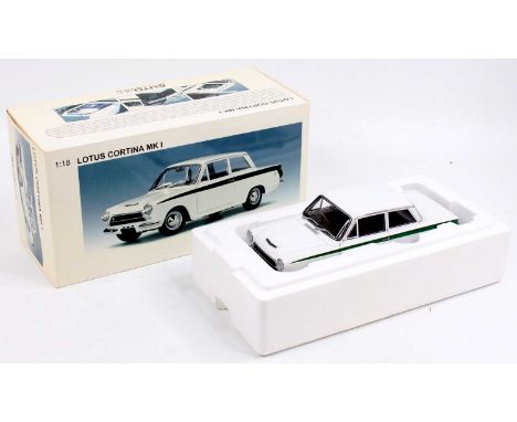Auto Art Millennium 1/18th scale model of a Lotus Cortina MK1, appears as issued in original box (NM-BNM)