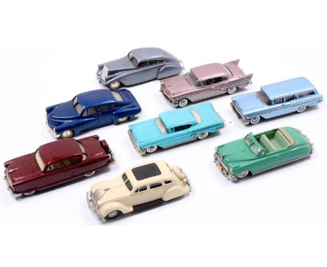 A collection of eight various Brooklin Models white metal 1/43 scale vehicles to include a No. 34 Nash 1954 Ambassador, a 195