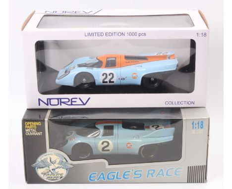 A Universal Hobbies 1/18th scale Porsche 917K Monza Winner 1971, together with a Norev 1/18th scale Porsche 917K Le Mans 24 H