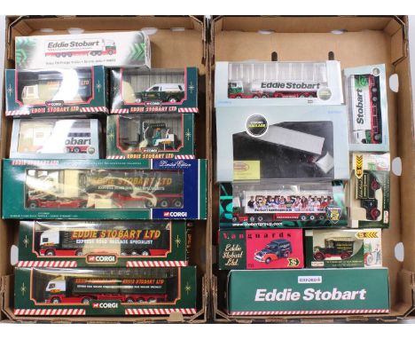 Two trays containing a collection of Eddie Stobart related mixed scale diecasts to include a Corgi No. CC128802 Eddie Stobart