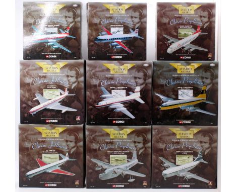 Corgi Aviation Archive 1/144th scale boxed aircraft group of 9, with examples including No.48502 De Havilland Comet 4 "Dan Ai