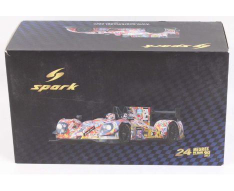 A Spark Models No. 18S096 1/18 scale model of a Morgan-Nissan Oak Racing No. 45 Le Mans 2013 race car, housed in the original