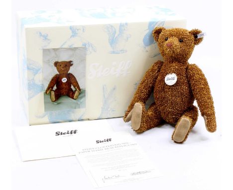 Steiff Club Edition Paper teddy bear replica 1919, 2010, white tag 421099, Limited edition No.1272 3000, brown, complete with