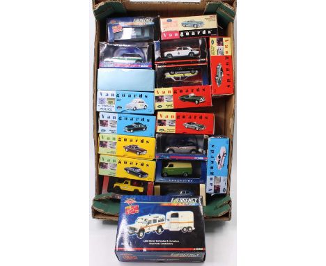 One tray containing a large collection of mixed Corgi and Vanguard 1/43 scale diecast miniatures to include saloons, and emer