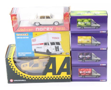 Collection of modern issue Corgi Commercial vehicles, to include 4 boxed Corgi Ocado, Tesco Pantechnicon 1/76th scale and a b
