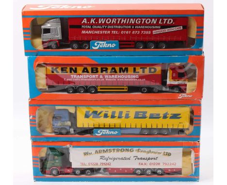 Tekno 1/50th scale road transport group of 4 comprising an ERF EC10 with curtain side trailer in "A.K.Worthington" livery, a 