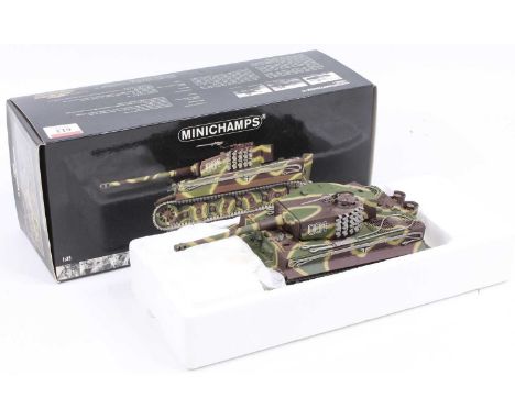 A Minichamps No. 010001 1/35 scale diecast model of a Panzerkampfwagen VI Tiger 1 Tank, housed in the original polystyrene pa