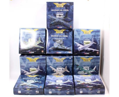 Corgi Aviation Archive 1/144th scale boxed aircraft group of 10, with examples including No. 48103 Boeing C-97G Delaware Air 
