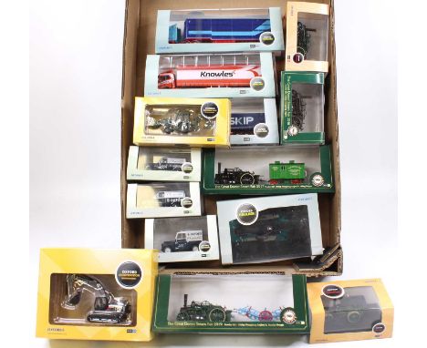 One box containing a collection of various 1/76 scale Oxford Diecast Miniatures, mainly of commercial and steam interest, to 