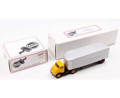 A US Model Mint 1/43 scale white metal tractor unit and trailer group to include a No. US-31A 1953 Dodge COE semi tractor, to