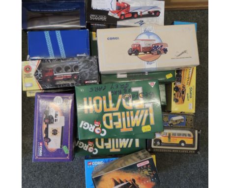 CORGI - a quantity of diecast haulage vehicles in boxes (not all in original boxes); Cadburys vehicles and a Matchbox Models 