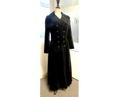 A ladies Diego maxi double breasted black velvet coat