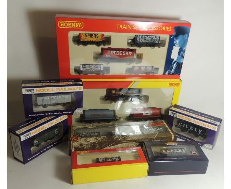 HORNBY - Railroad boxed set of three tanker wagons; boxed set of five owners wagons; four Model Railways boxed wagons; Bachma