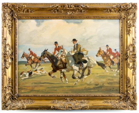 Jank, Angelo (München 1868-1940) Parforcejagd  Sign. Öl auf Lwd. 55×75 cm. R. (59926)