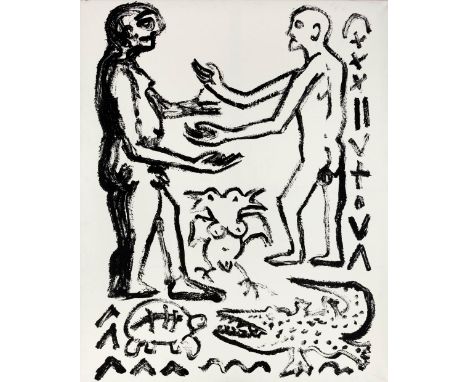 Penck , A. R. (eigentl. Ralf Winkler) (Dresden, Zürich 1939-2017) Ergebnis  Siebdruck auf Leinwand. 160×130 cm. Probedruck fü