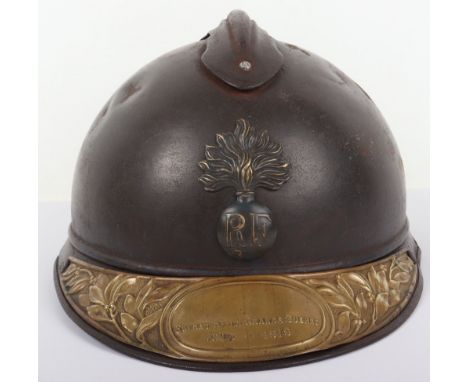 WW1 French Infantry Adrian Pattern Steel Combat Helmet, good example of a standard M-15 Adrian pattern combat helmet with dar